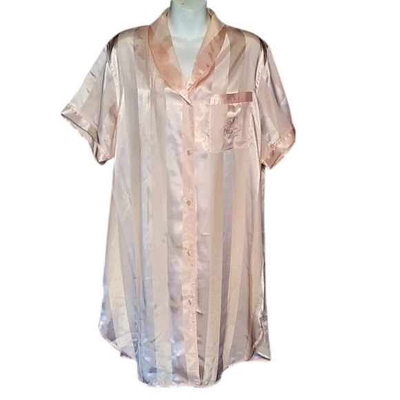 Vintage 90s TJW Mervyns pink stripes nightgown sleepwear pajamas pjs balletcore - Picture 5 of 7